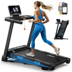 Foldable Treadmill, T12 Incline, Quiet, 4 Silicone Shock Cushion