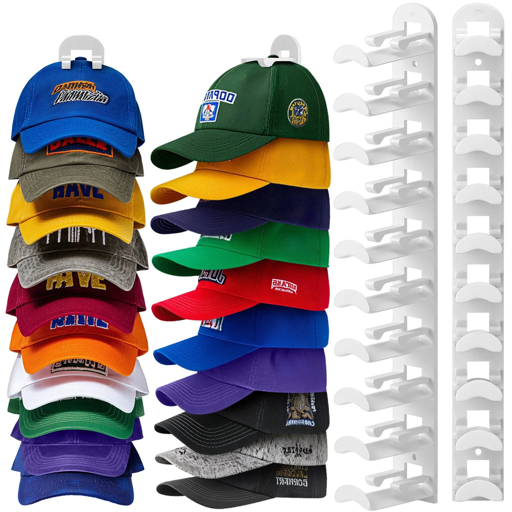 Hat Racks, Baseball Caps, Adhesive, Wall-Drilled