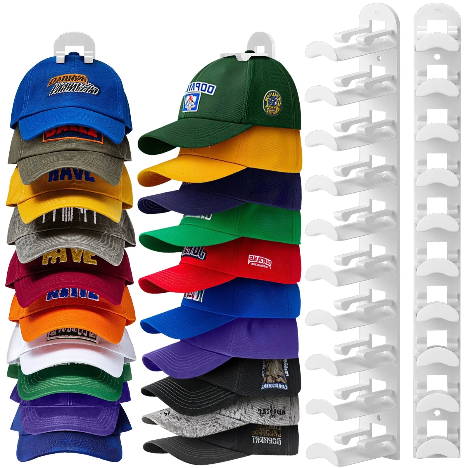 Hat Racks, Baseball Caps, Adhesive, Wall-Drilled