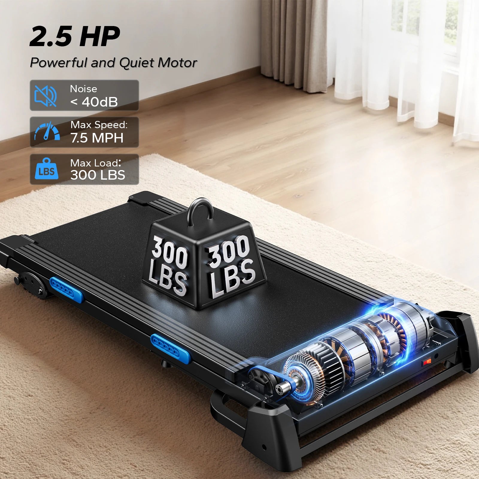 Foldable Treadmill, T12 Incline, Quiet, 4 Silicone Shock Cushion