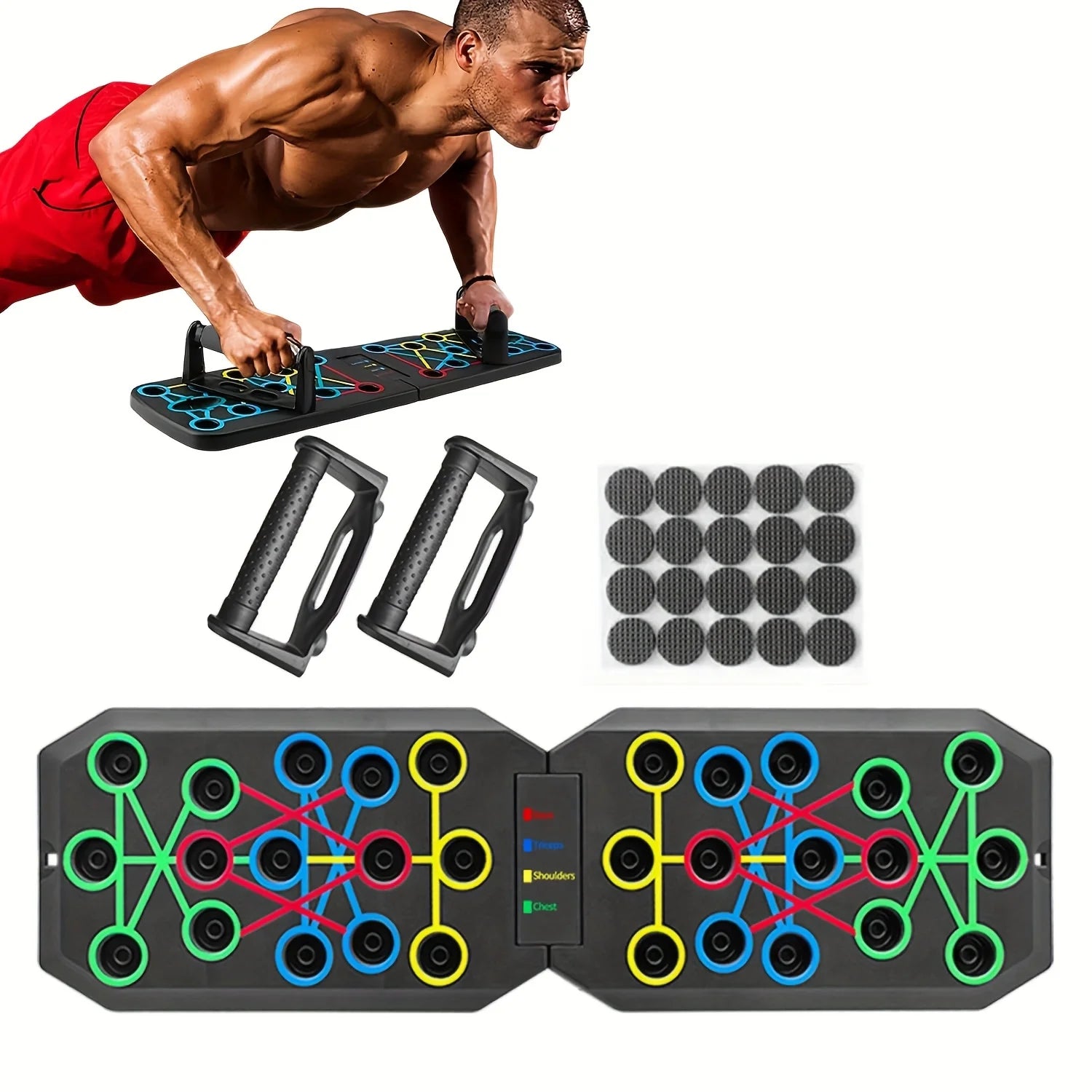 Foldable Push Up Board with Resistance Bands