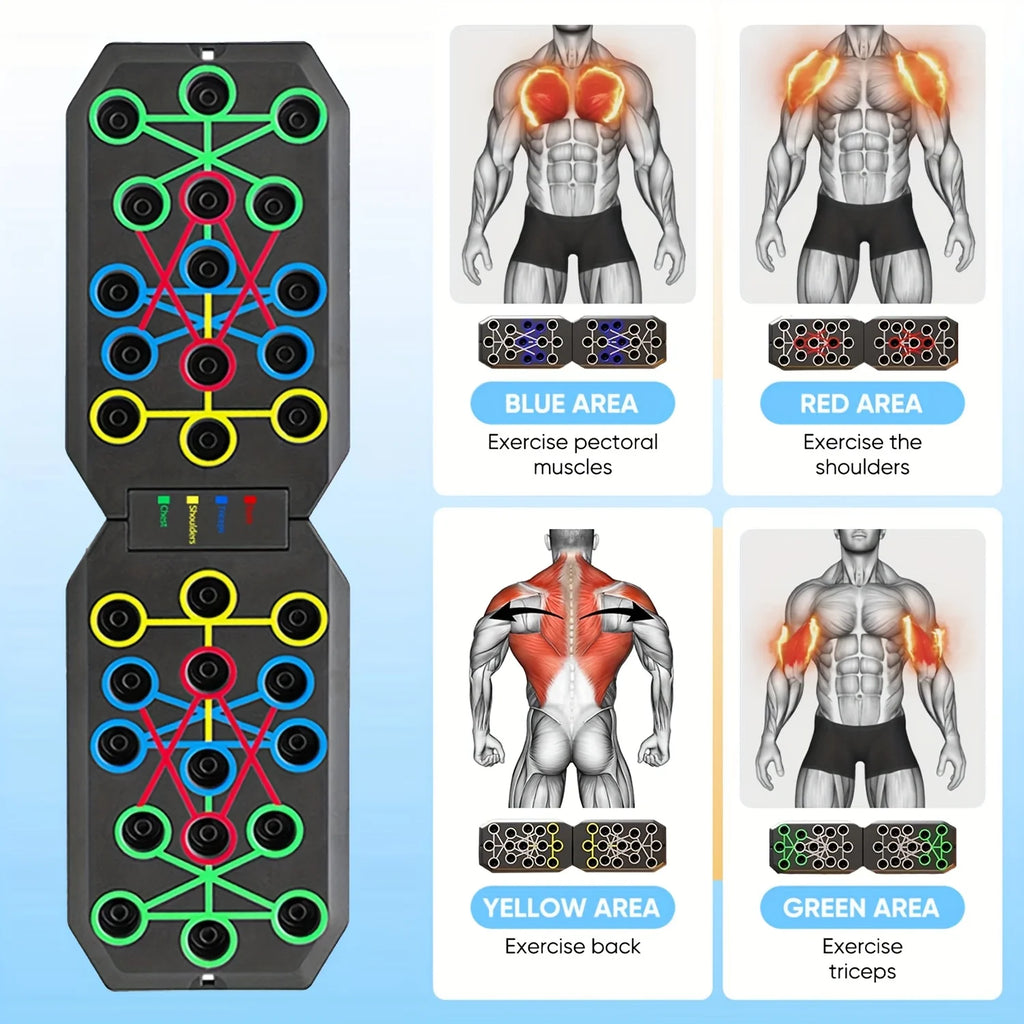 Foldable Push Up Board with Resistance Bands