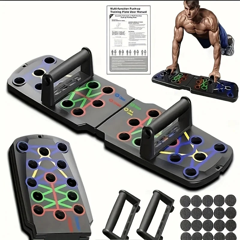 Foldable Push Up Board with Resistance Bands