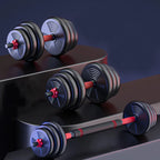 5-44lbs Adjustable Dumbbell to Barbell Set, Anti-Slip Grip