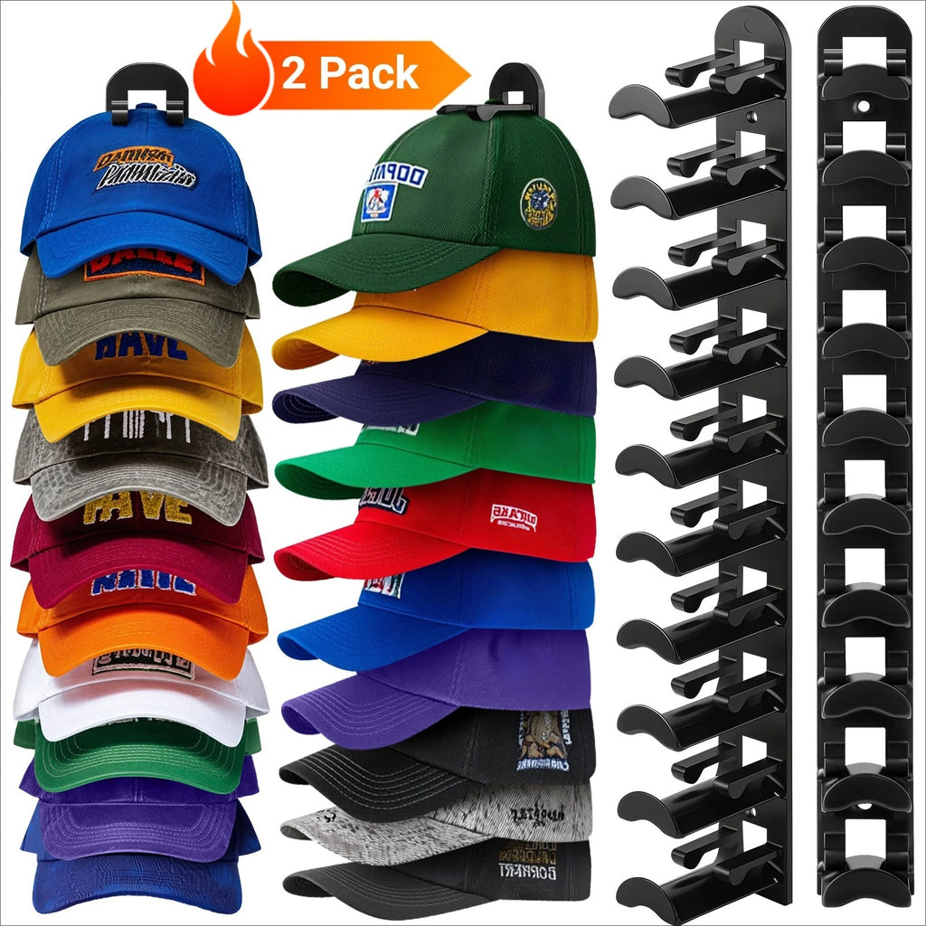 Hat Racks, Baseball Caps, Adhesive, Wall-Drilled