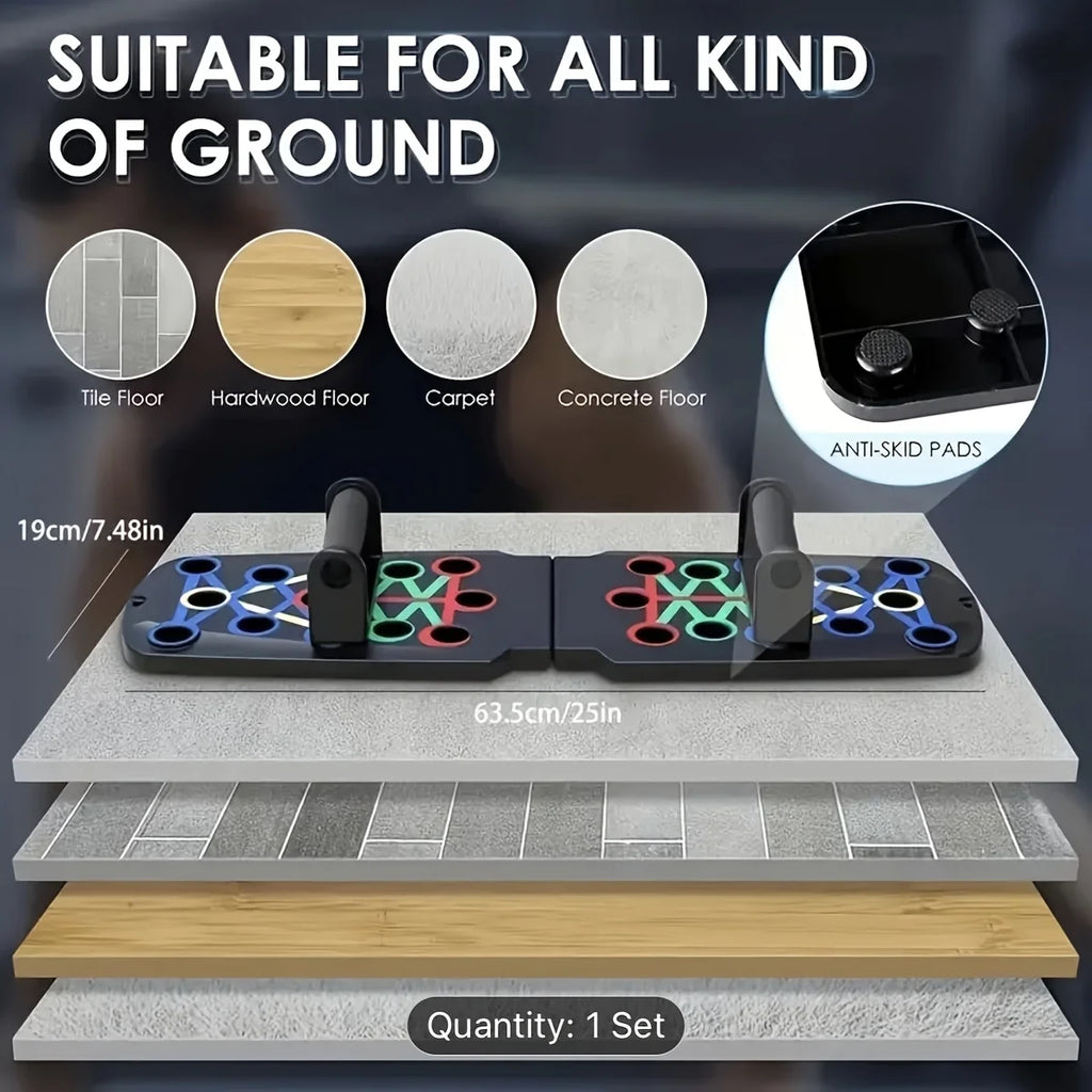 Foldable Push Up Board with Resistance Bands