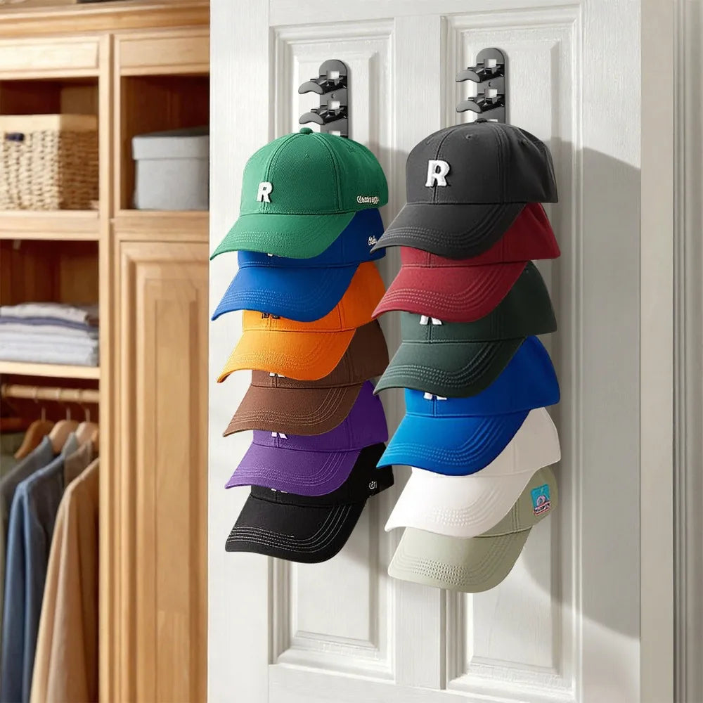 Hat Racks, Baseball Caps, Adhesive, Wall-Drilled