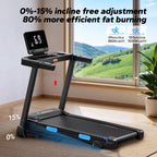 Foldable Treadmill, T12 Incline, Quiet, 4 Silicone Shock Cushion
