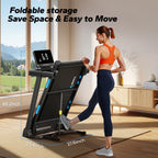 Foldable Treadmill, T12 Incline, Quiet, 4 Silicone Shock Cushion