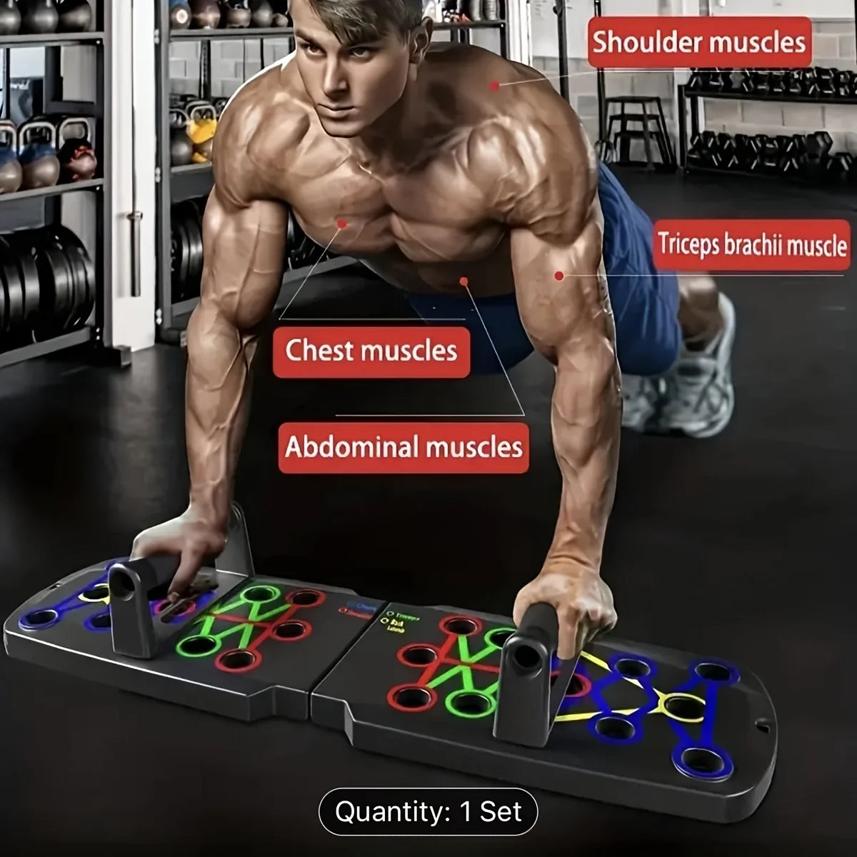 Foldable Push Up Board with Resistance Bands