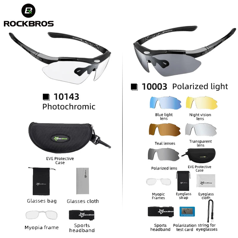 Photochromic Bicycle Glasses, Polarized, Myopia Frame, UV400