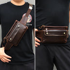 Leather Men Waist Bag Small Fanny Pack