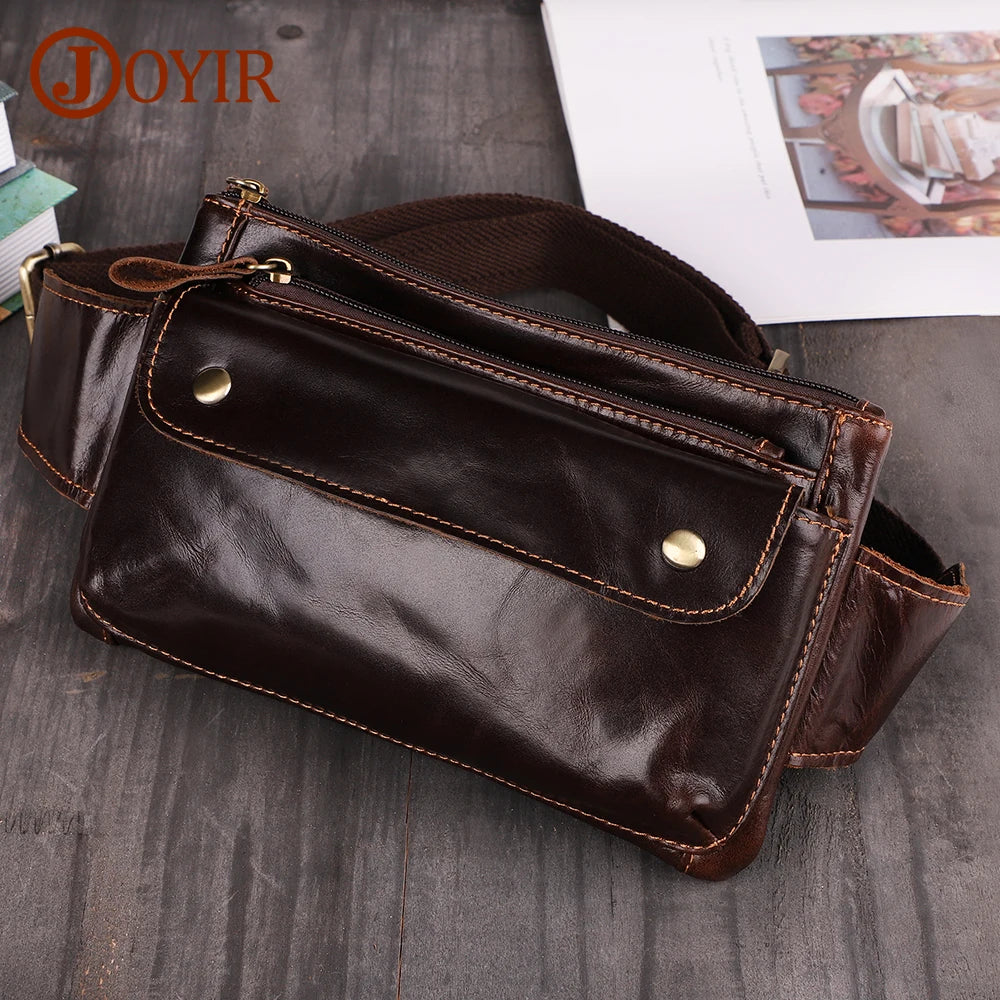Leather Men Waist Bag Small Fanny Pack