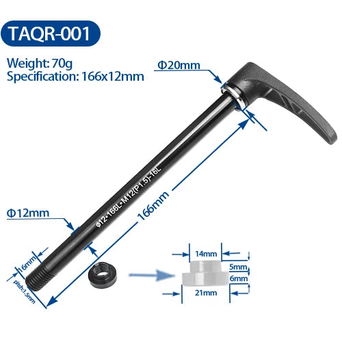 Light Aluminum Rear Wheel Skewers, MTB,  29er, 27.5er Frame, 142x12mm