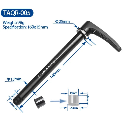Light Aluminum Rear Wheel Skewers, MTB,  29er, 27.5er Frame, 142x12mm