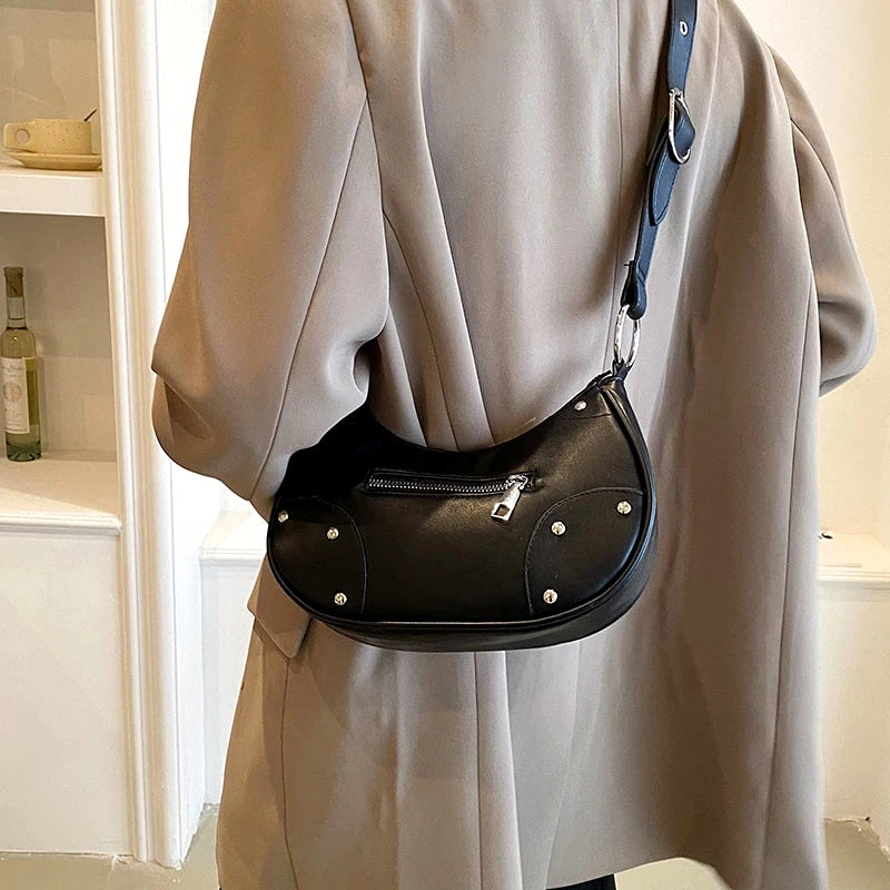 Rivet Underarm Bag, Women, High-quality, shoulder