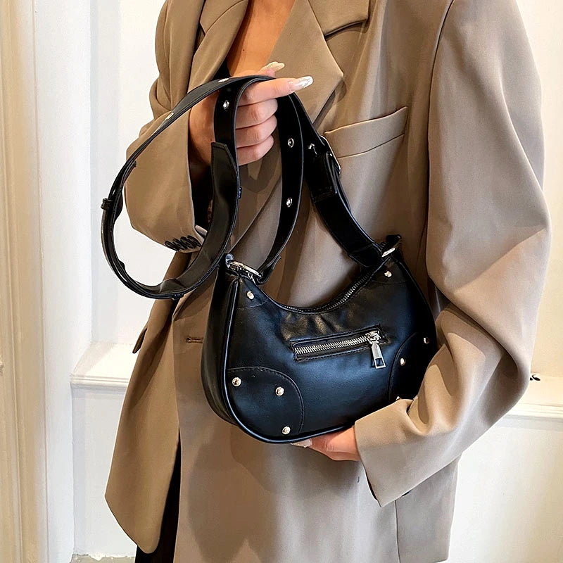 Rivet Underarm Bag, Women, High-quality, shoulder