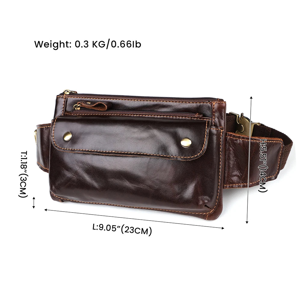 Leather Men Waist Bag Small Fanny Pack