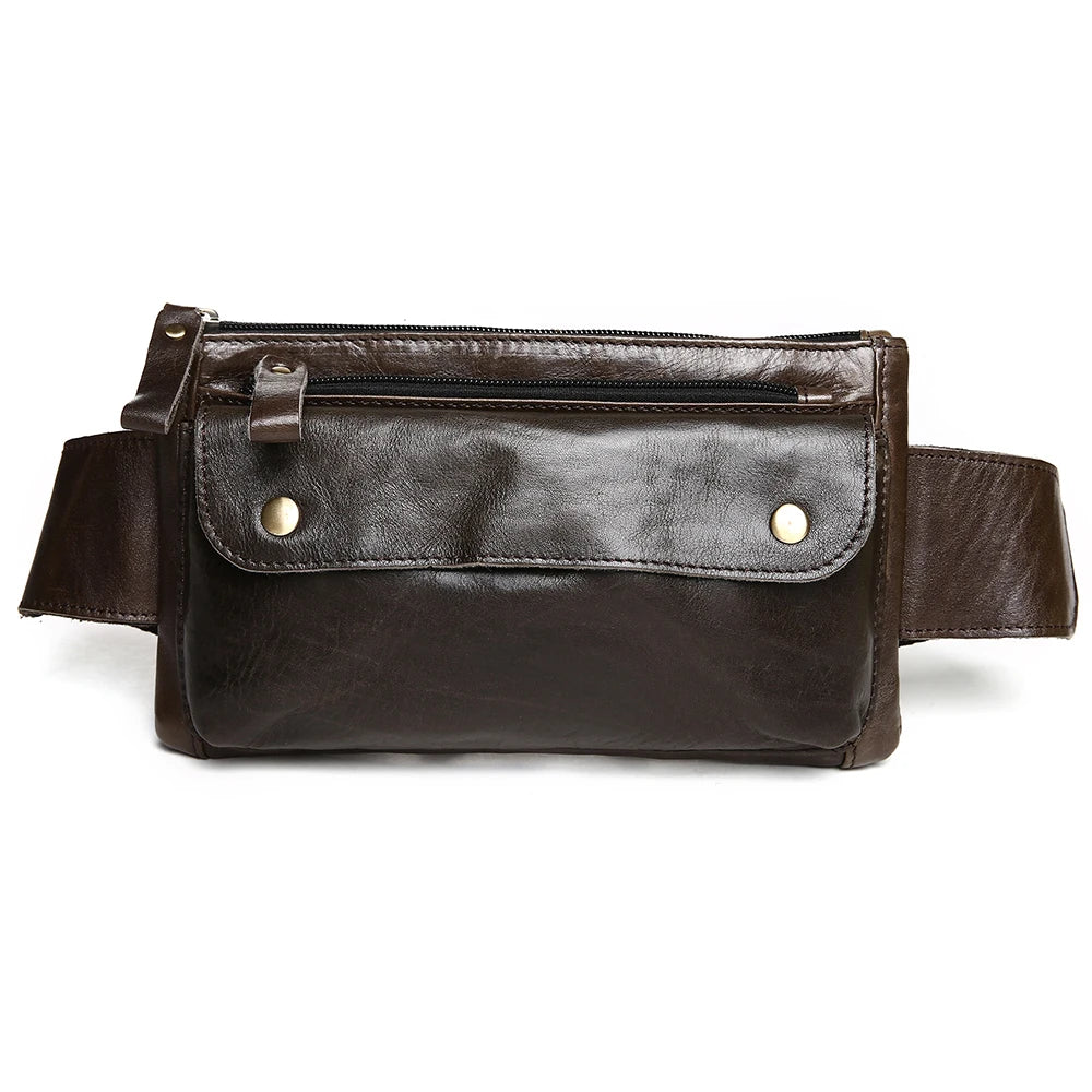 Leather Men Waist Bag Small Fanny Pack