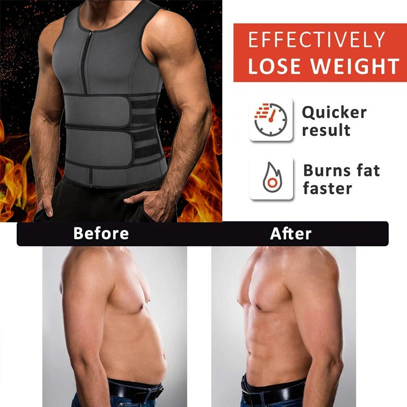 Neoprene Sweat Vest, Men, Waist Trainer, Adjustable