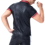 Plus Size Mens Leather Short Sleeve Shirts