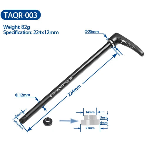 Light Aluminum Rear Wheel Skewers, MTB,  29er, 27.5er Frame, 142x12mm