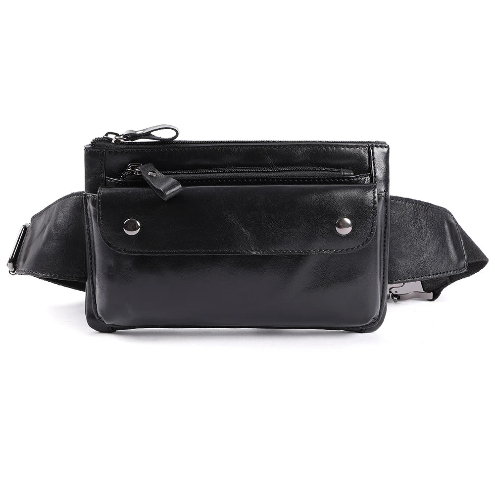 Leather Men Waist Bag Small Fanny Pack
