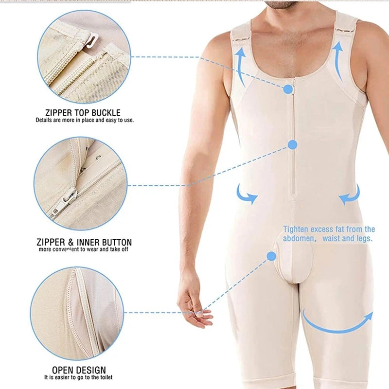 Men's Bodysuit, Full Body, Compression, Slimming, Breathable