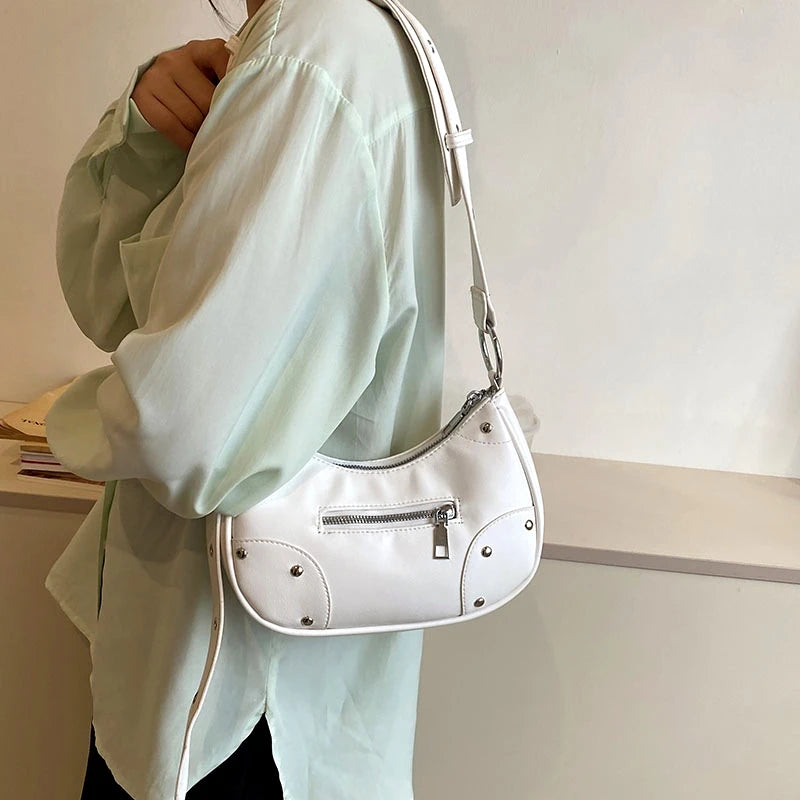 Rivet Underarm Bag, Women, High-quality, shoulder