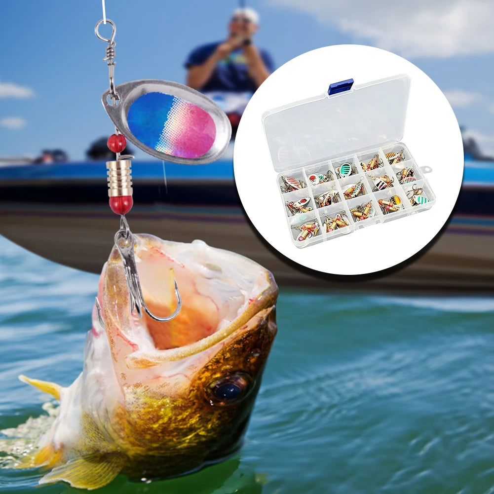 30pcs Metal Spoon Spinner Fishing Lure, Treble Hook