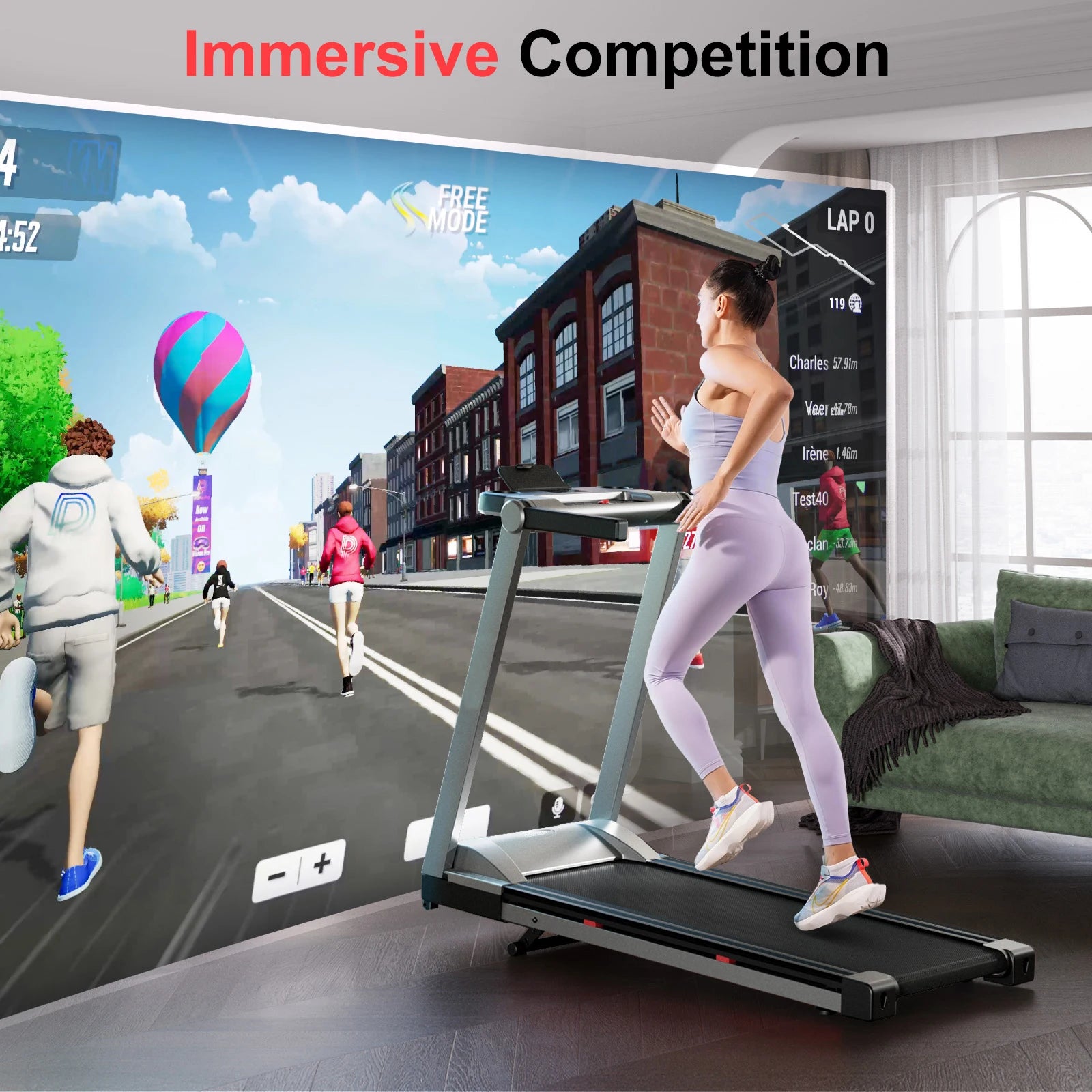 3.5HP Foldable Incline Treadmill, Walking Pad, Touch Screen