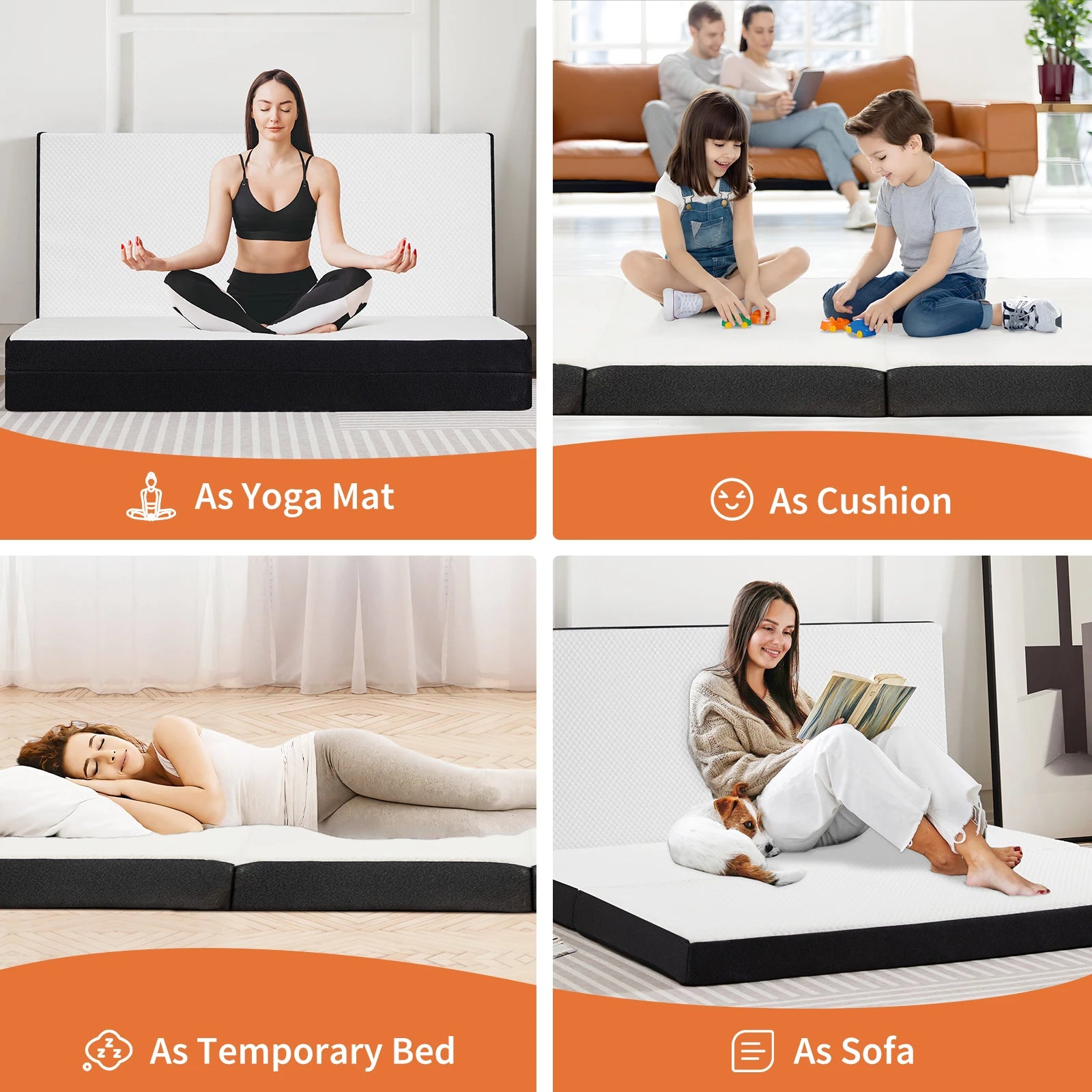 3-4 Inch Soft Mattress, Tri-Fold, Memory Foam ,Yoga