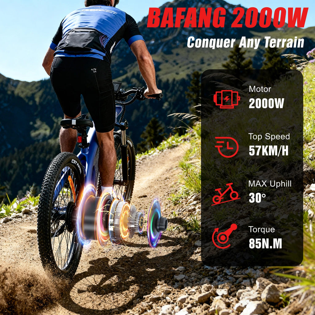 E bike, 2000W, Adults, 85Nm 57KM/H,  27.5*2.25 Inch Removable battery, Mountain Bike