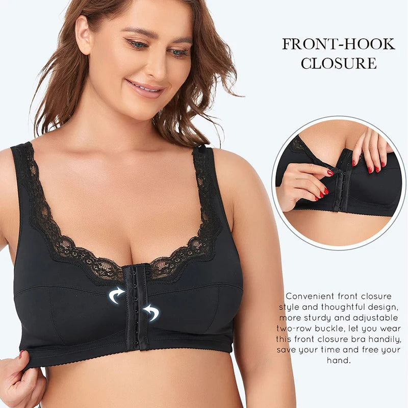 Women Plus Size Sports Bra, Front Closure