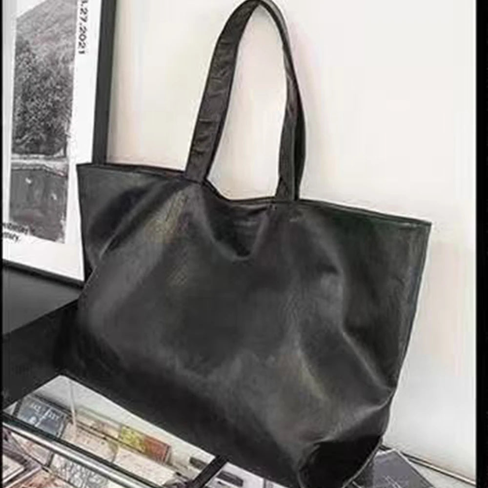 Large Capacity Tote Shoulder Bag Leather Handbag
