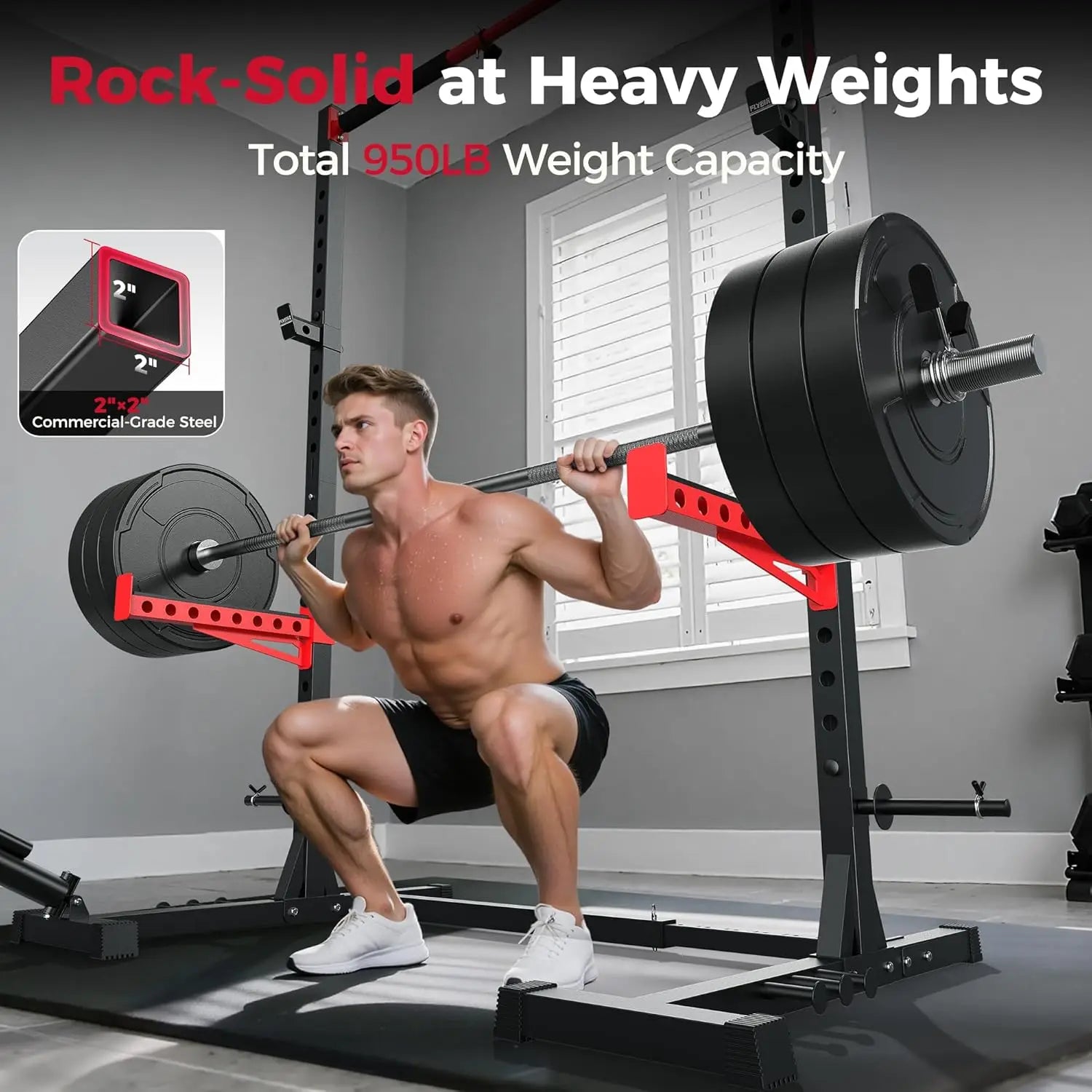 Squat Rack, Pull-Up Bar, Adjustable, for 6FT,7FT Barbell