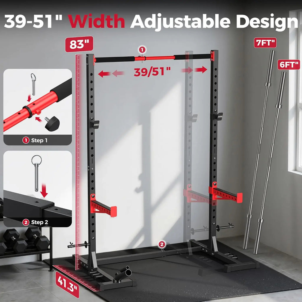 Squat Rack, Pull-Up Bar, Adjustable, for 6FT,7FT Barbell
