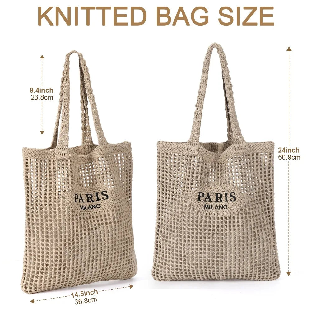 Women, Beach Tote Bag Summer Knit Bag