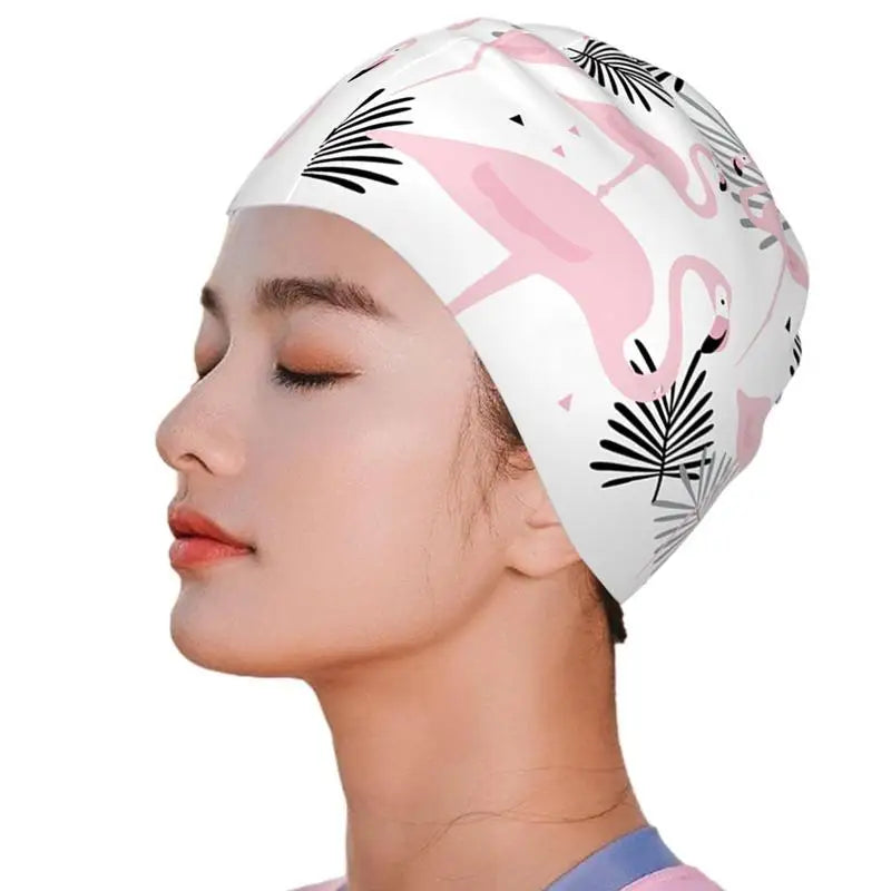 Women Adult ,Printing Swim Cap, Waterproof, Non-Slip