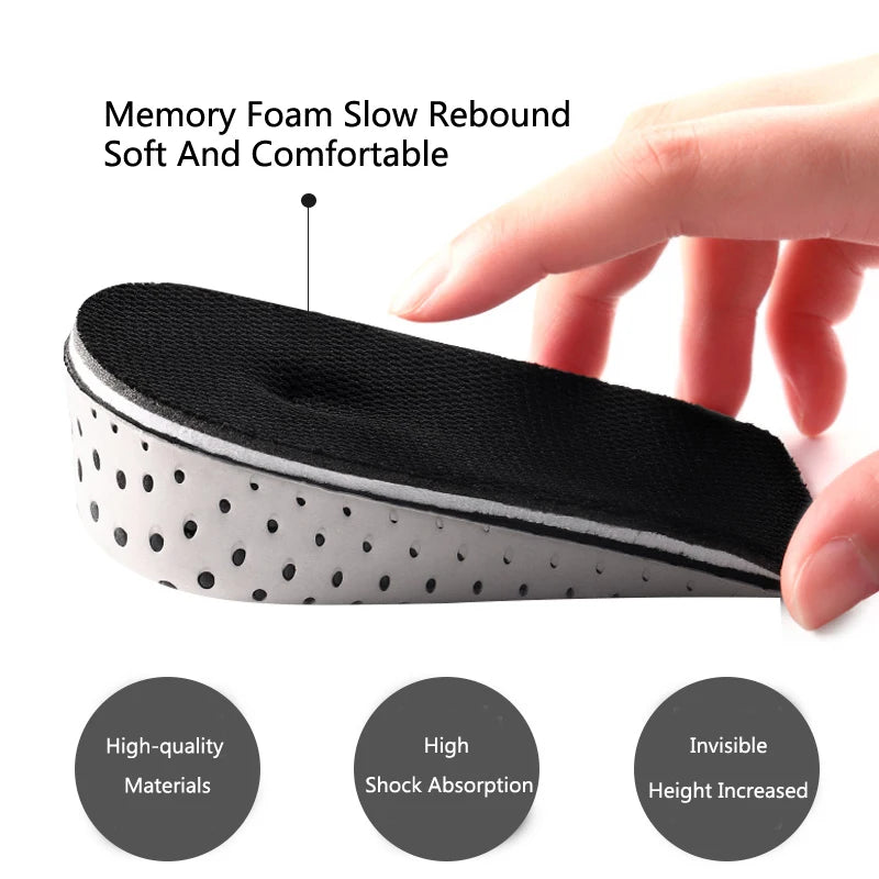 2-4cm Memory Foam Insoles, Men Height Increase, Sweat-absorbent