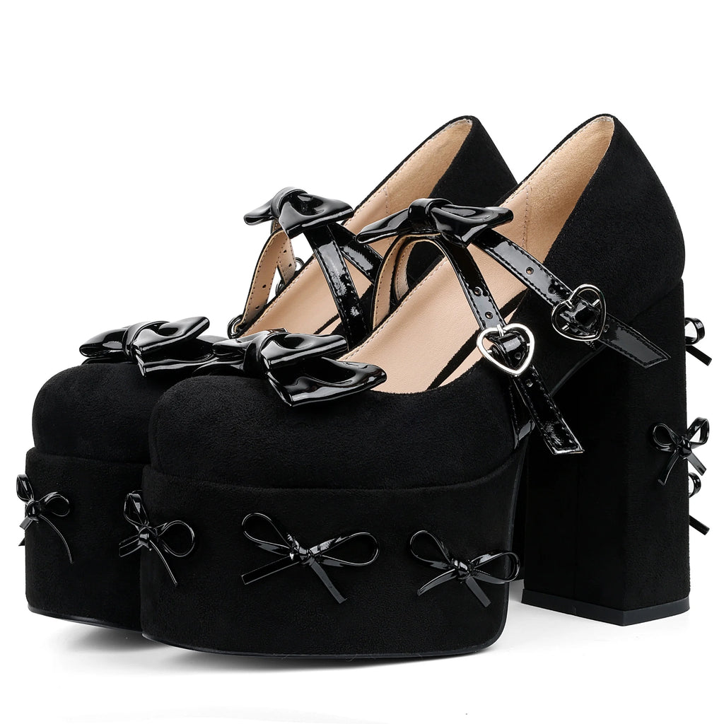 Women's Mary Jane Heels Black Platform Heels