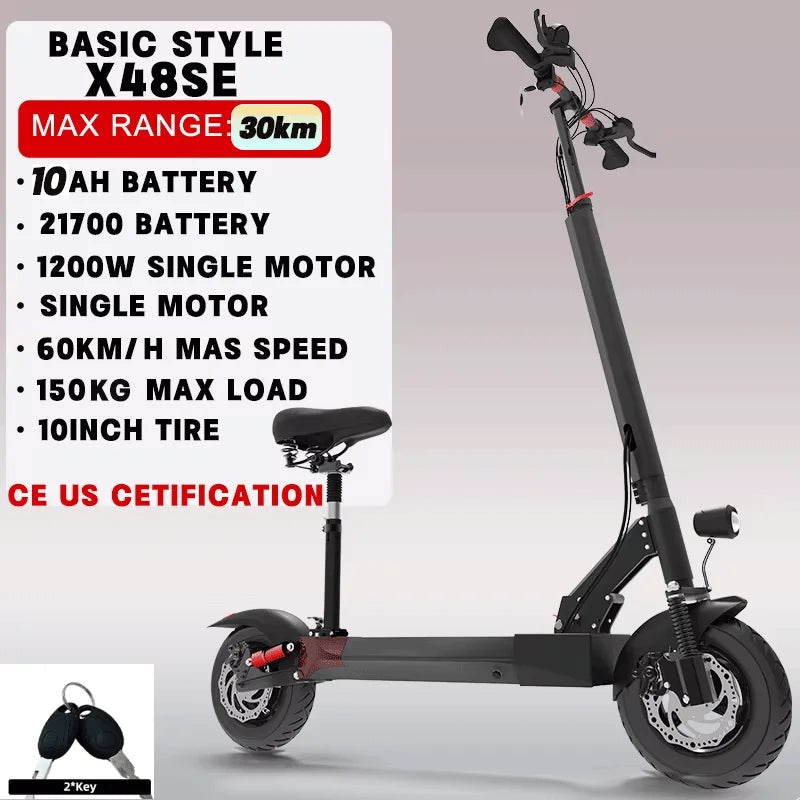 [8 models]10/11 Inch 48V-72V 1000W-6000W Electric Scooter 50-85km/h, Kick, Foldable Adult