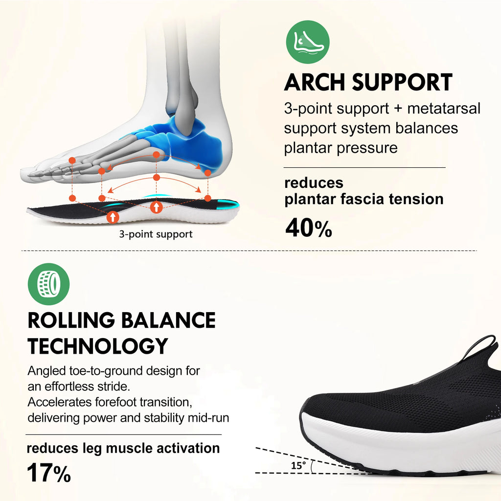 Mens Slip-in Arch Support Orthopedic Sneakers