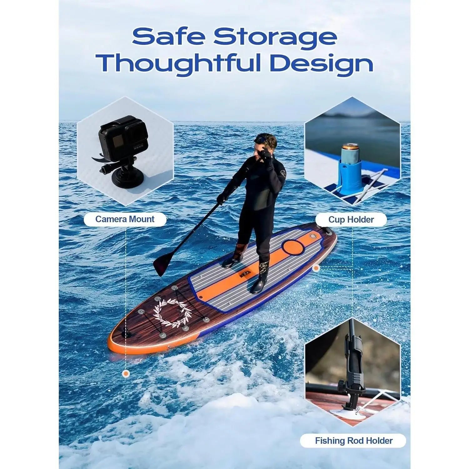 Extra Wide Inflatable Paddle Board, 11' x 34" x 6" for Adults
