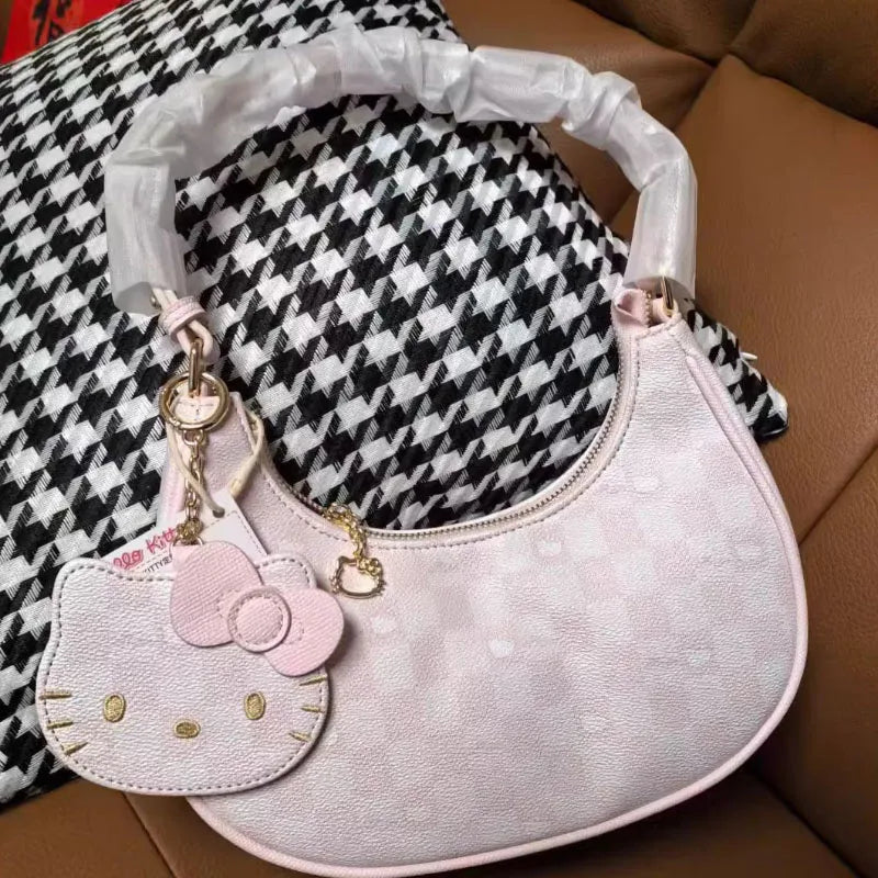 Printed Pollen Chessboard Crescent Bag, Women's Handbag