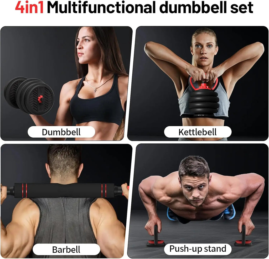 Adjustable Dumbbell Set, 20-80lbs, Weights, 4-in-1, Barbell/Kettlebell/Push-up