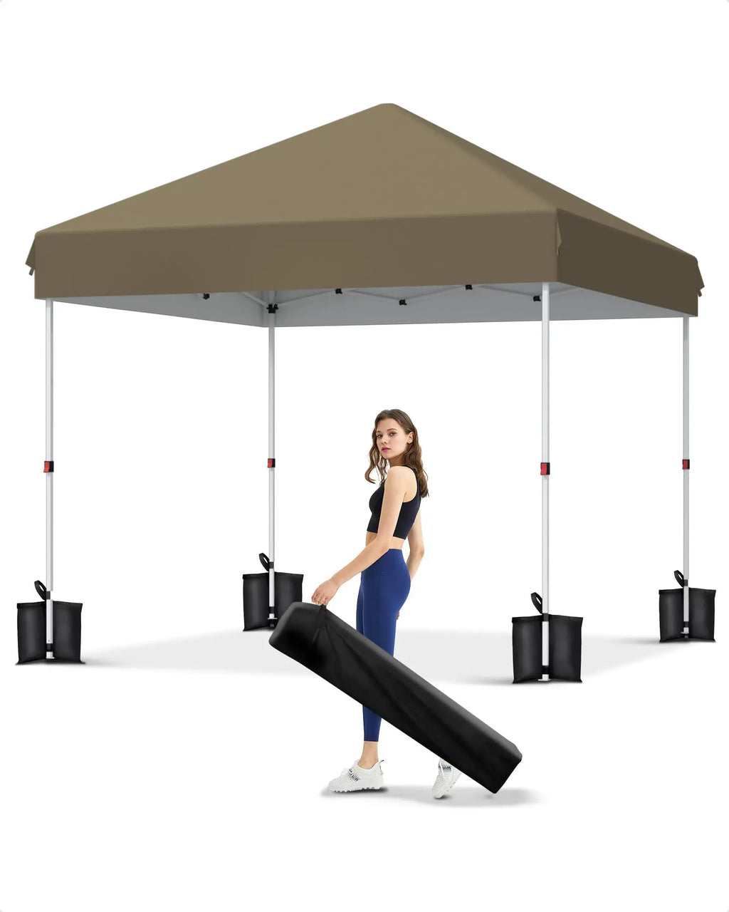 10x10 FT Pop Up Canopy Tent, Adjustable, 4 Sandbags, Carry Bag