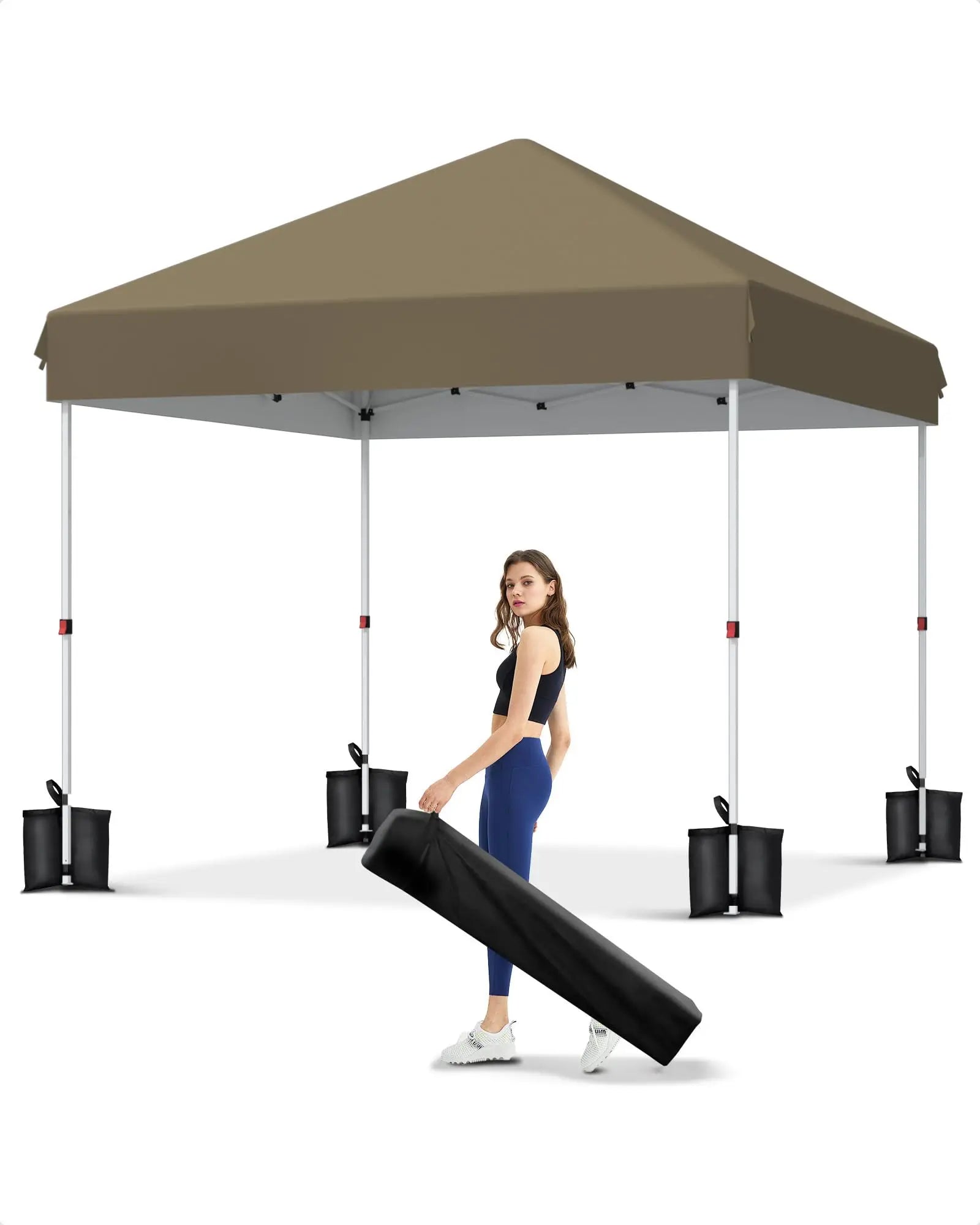 10x10 FT Pop Up Canopy Tent, Adjustable, 4 Sandbags, Carry Bag