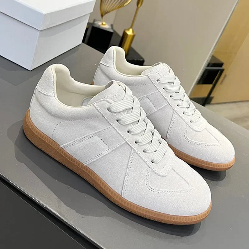 Suede Leather Patchwork Casual Shoes, Women, Round Toe