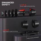 Adjustable Dumbbell Set 28/40/52.5/90LBS, Anti-Slip Handle & Tray,